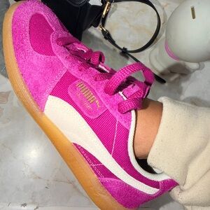 Puma Pink Suede & Mesh Sneaker with Gum Sole